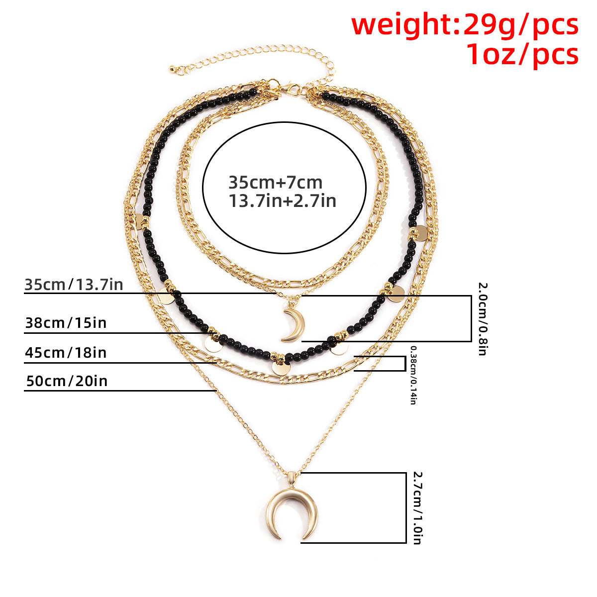 Moon Pendant Necklace Beaded Multi Layer Design By Planderful Vienna Verve For Women Bold Statement Jewelry