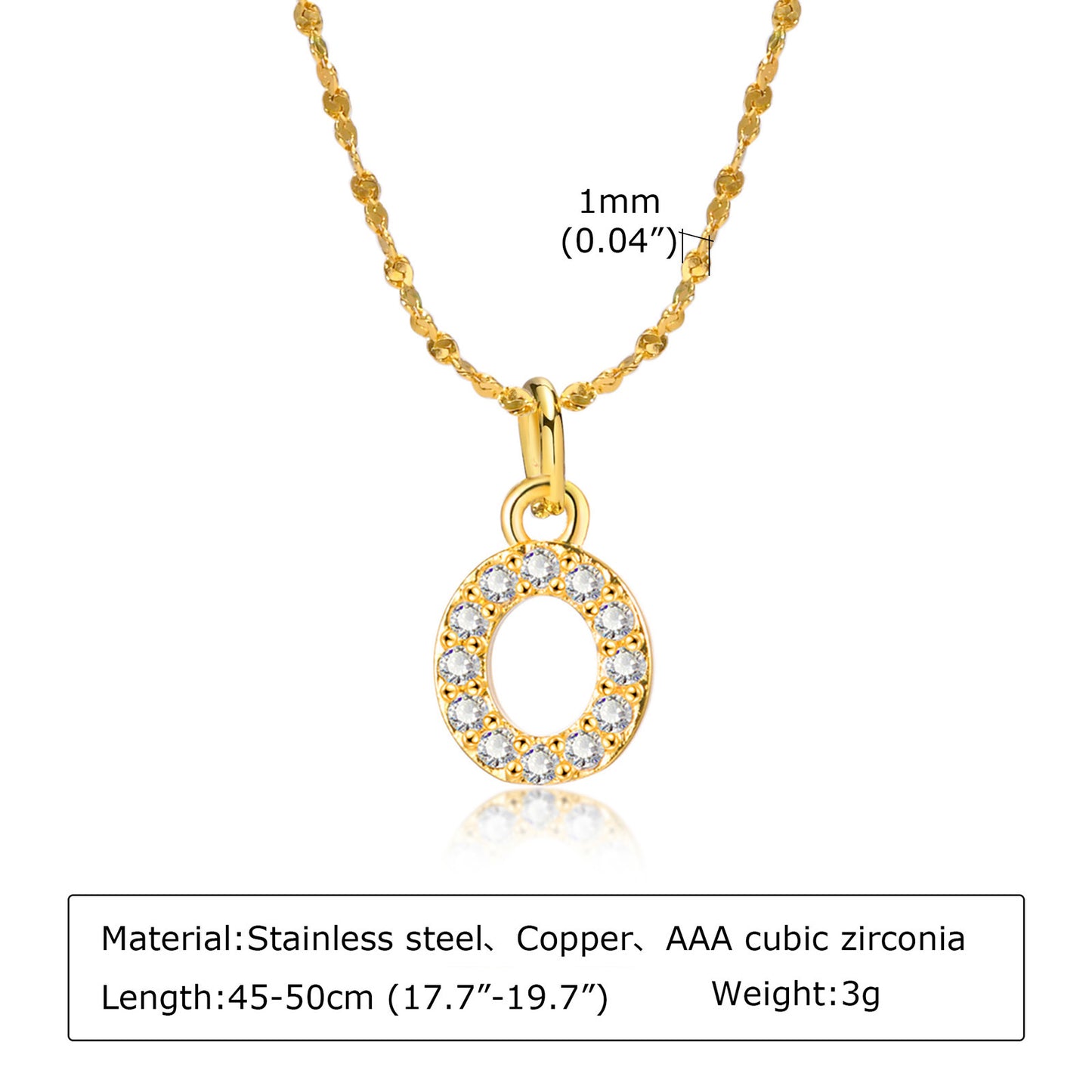 26 English Letter Stainless Steel Necklace Zircon Jewelry