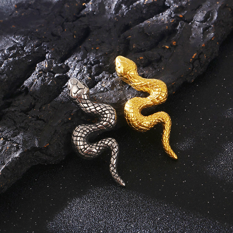 Punk Retro 3D Snake Pendant in Titanium Steel for Men - Zodiac Element Jewelry