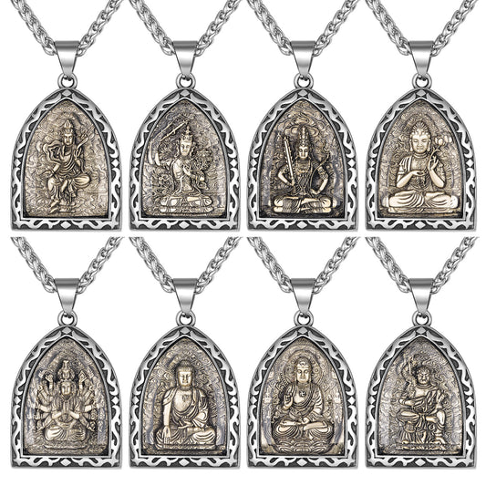 Steel Necklace – Elegant Zodiac Buddha Pendant