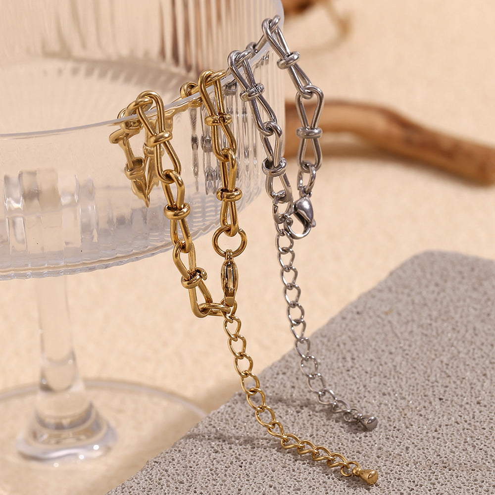 Planderful Jewelry Stainless Steel Bow Bracelet Gold Plated Handcrafted Chain Everyday Genie