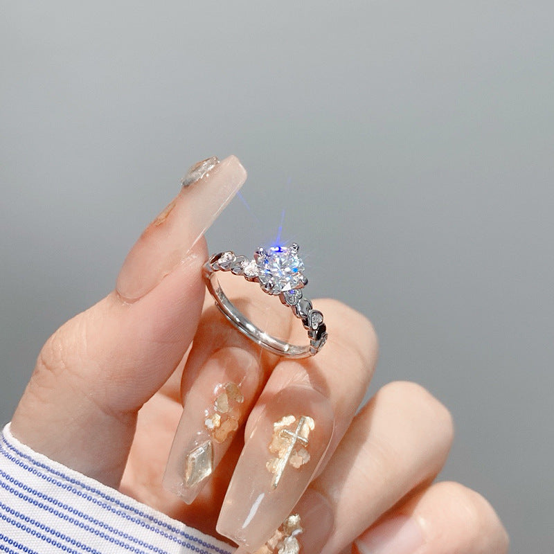 Heart Four-Claw 925 Sterling Silver Ring