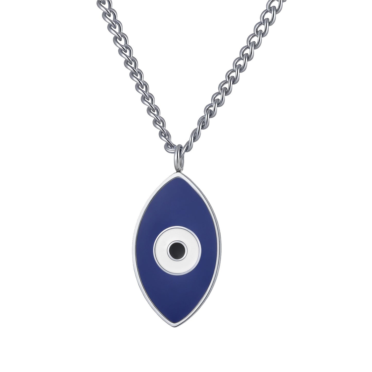 In Europe & America Men's Street Hip Hop Stainless Steel Corrosive Epoxy Devil's Eye Necklace