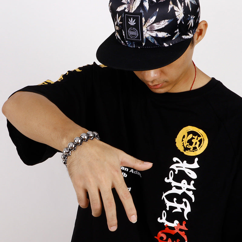 Exaggerated Skull Titanium Steel Bracelet for Men - Unique Hand Jewelry Gifts with European and American Flair