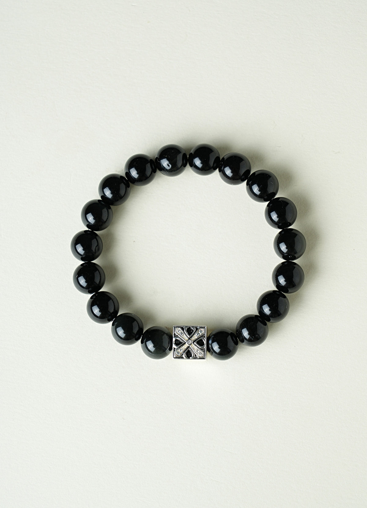Obsidian & White Cat's Eye Bracelet
