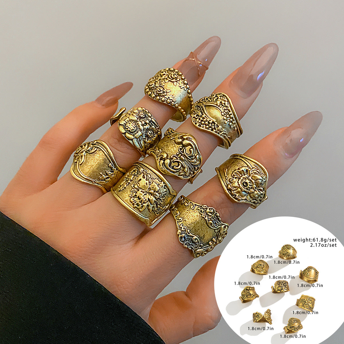 European American Punk Retro Joint Ring Set Exaggerated Opening Ring