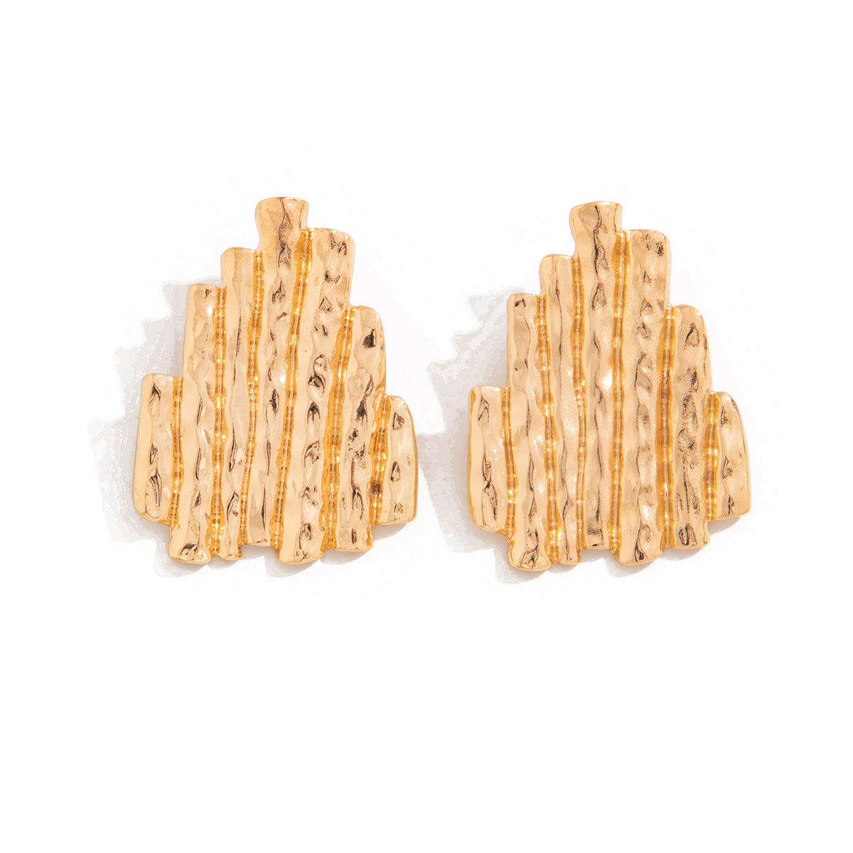 Planderful Vintage Earrings Industrial Texture Pleated Irregular Studs Geometric Statement For Women