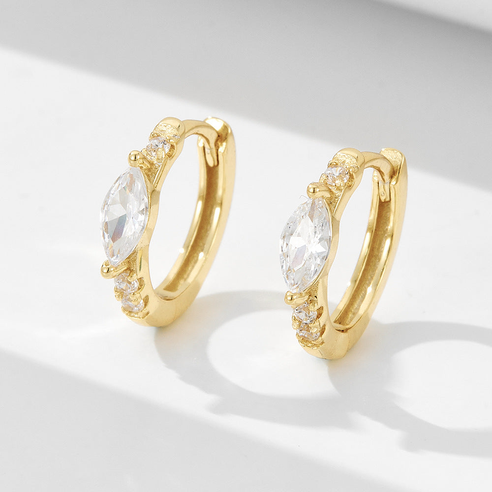 S925 Sterling Silver Luxury Zircon Ear Buckle Earrings