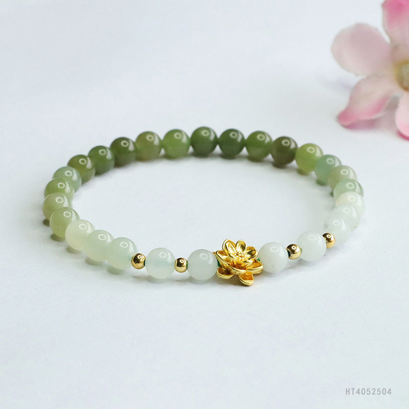 Hetian Jade Lotus Bracelet