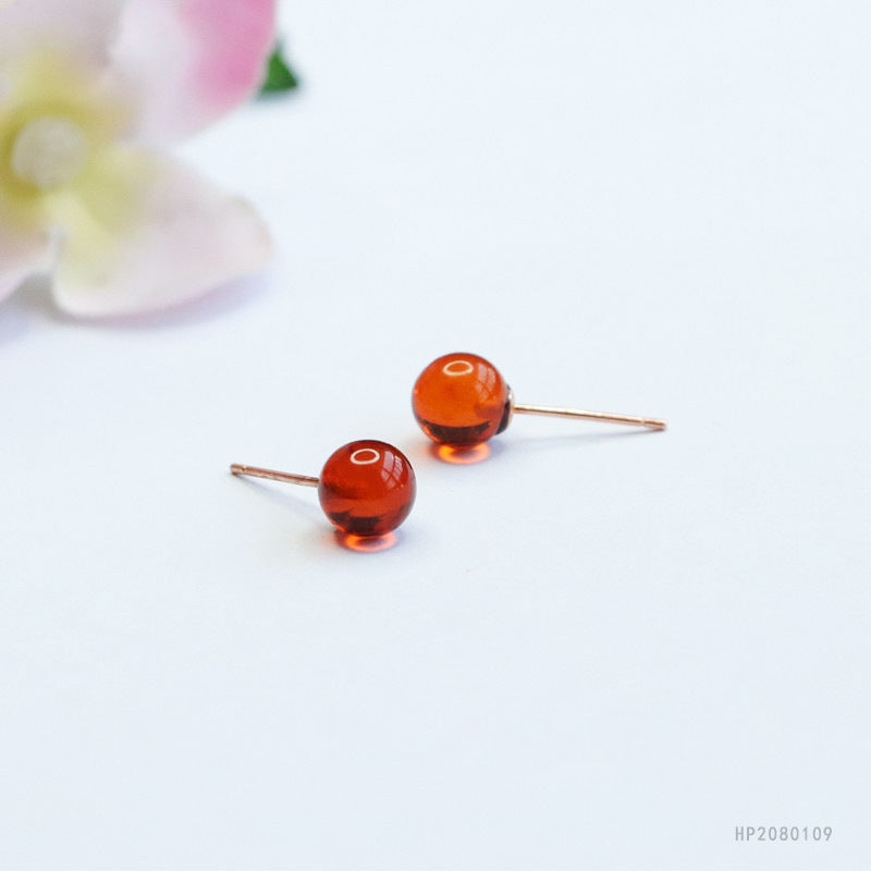 Blood Amber 925 Silver Stud Earrings