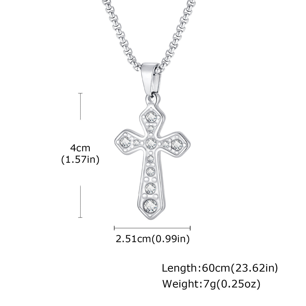 Cross Zircon Vintage Stainless Steel Pendant