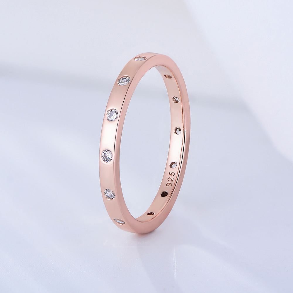 S925 Sterling Silver Stacked Wind Combination Ring Zircon Fine Ring Jewelry
