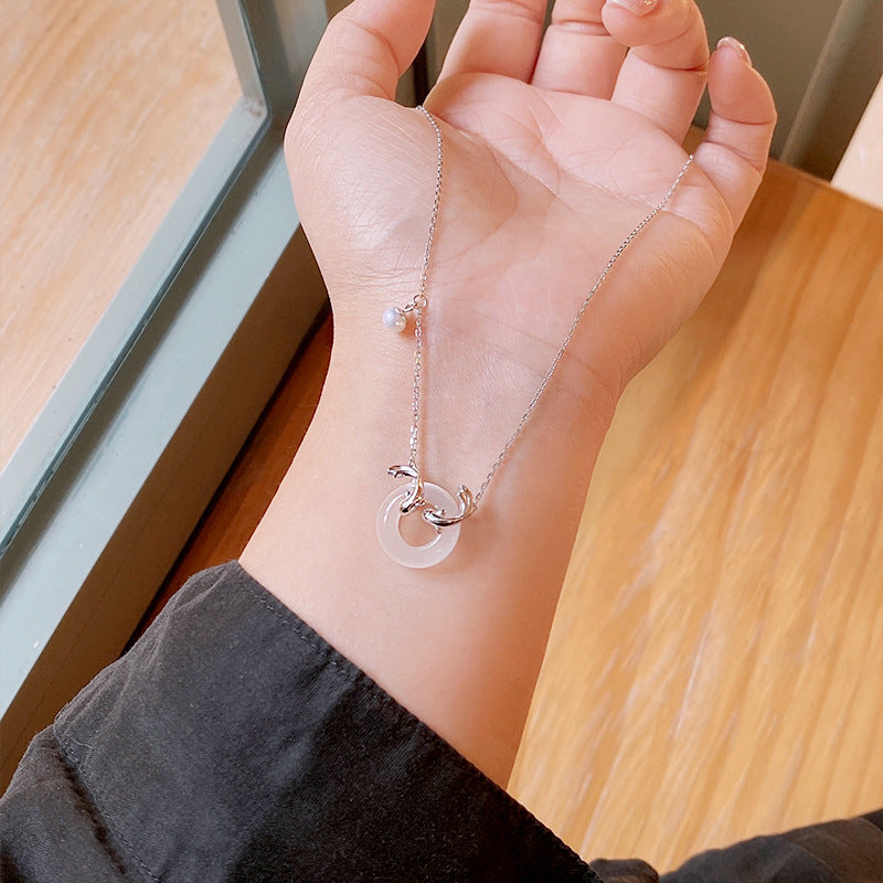 S925 Sterling Silver Koi Necklace Women’s Simple Fish Chain