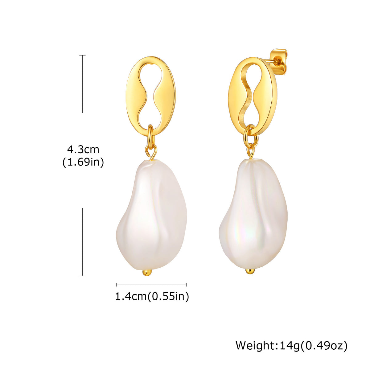 Gold-Tone Infinity Baroque Pearl Drop Earrings