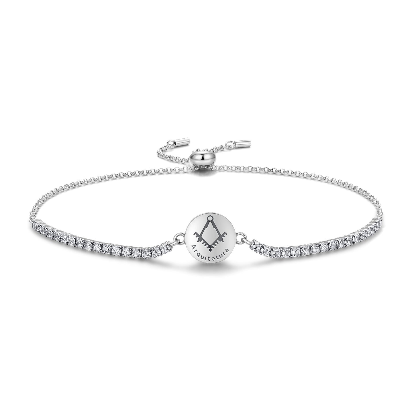 Planderful Jewelry Sterling Silver Zircon Bracelet Adjustable Length For Elegant Everyday Wear