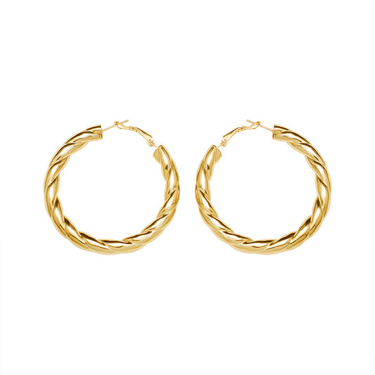French Chic Button Hollow Earrings in Titanium Steel with 18k Gold Plating