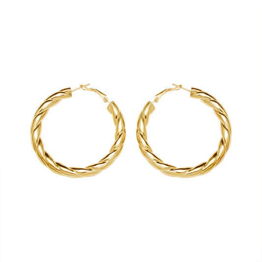 French Chic Button Hollow Earrings in Titanium Steel with 18k Gold Plating