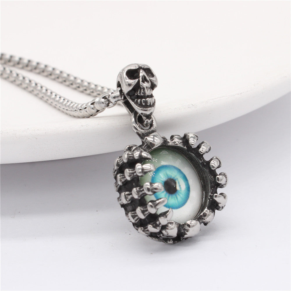 Colored Devil's Eye Titanium Steel Pendant Necklace