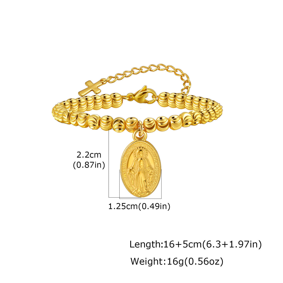 Fashionable Round-Tag Watermelon Bead Stainless Steel Bracelet