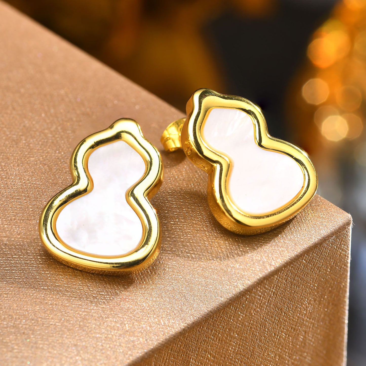 Chinese Style Shell Gourd Earrings Gold Women's Accessories