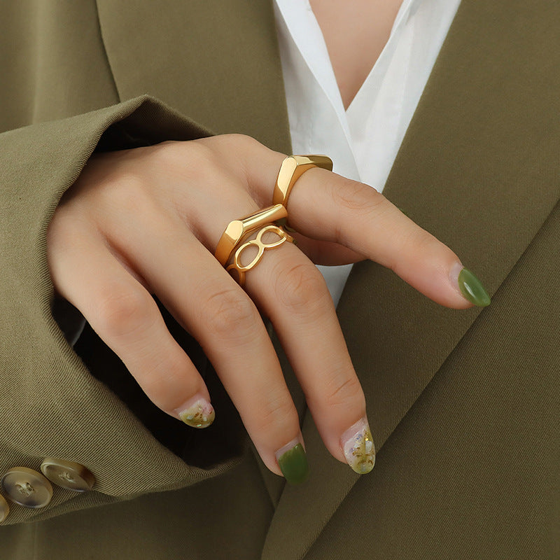 Icy Winds Retro Geometric Ring with Trendy Metal Charm Hand Jewelry
