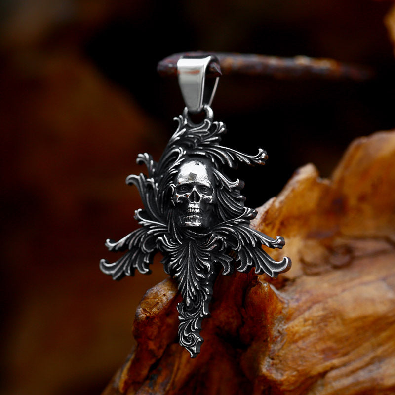 Bold Titanium Steel Skull Pendant for Men - Retro Punk Hip-Hop Jewelry