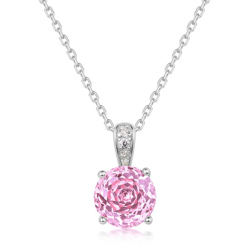 S925 Sterling Silver Moss Agate Rose Pendant Necklace
