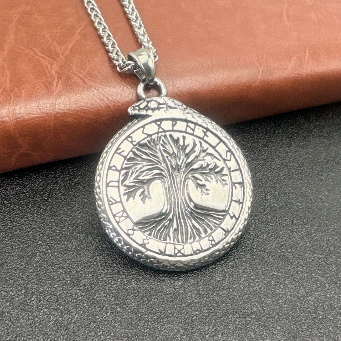 1. Planderful Tree of Life Pendant Stainless Steel Necklace For Men Punk Viking Style Gift