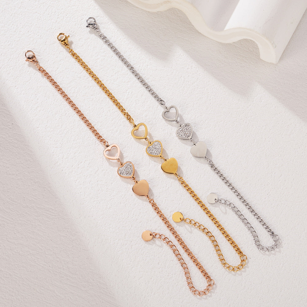 Planderful Shell Zircon Peach Heart Bracelet For Women Chic