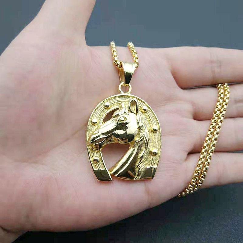 Stainless Steel Necklace - Statement Horse Head Pendant for Hip Hop Style Everyday Wear