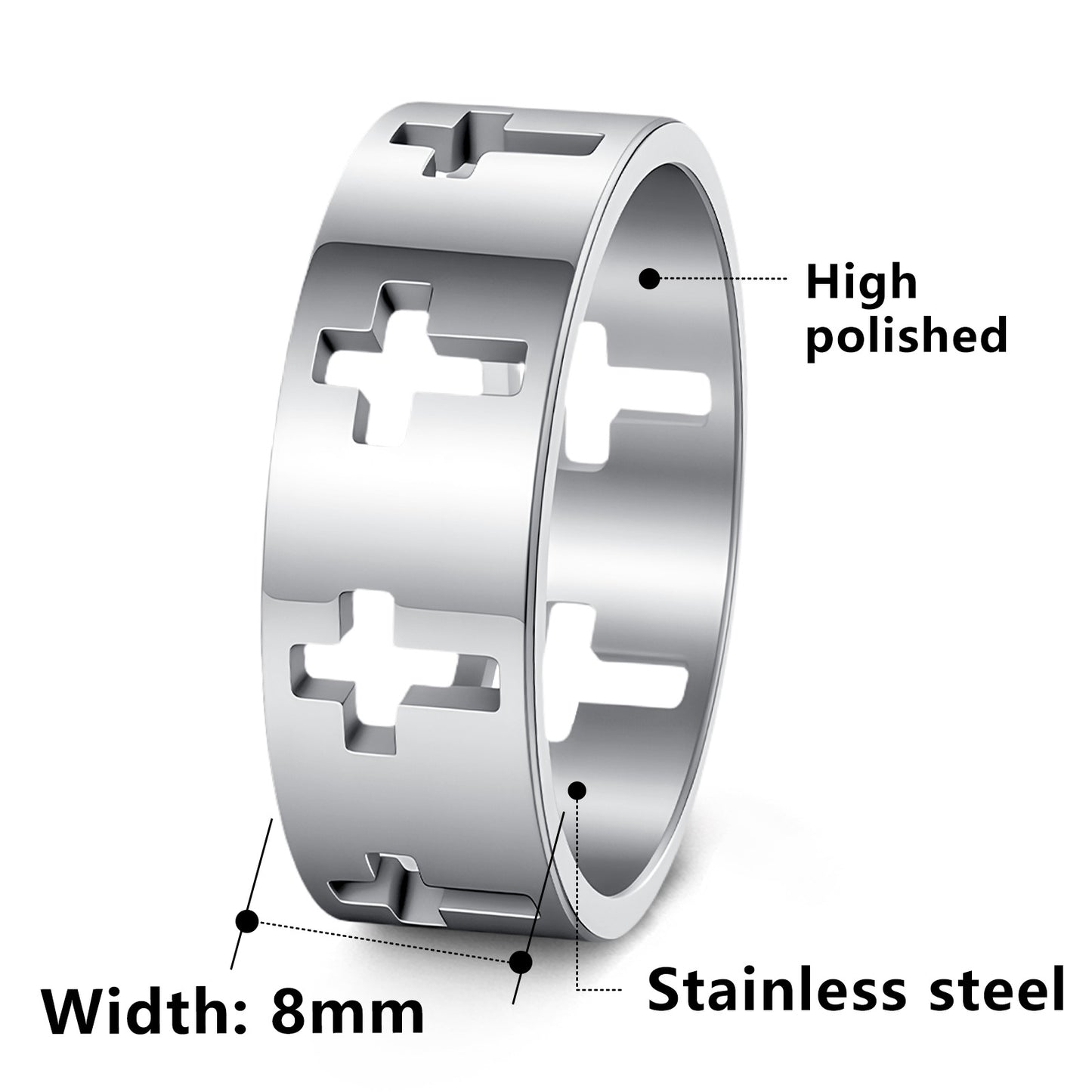 Planderful Everyday Genie Titanium Steel Cross Ring Unisex Fashion Jewelry For Men And Women Size 7 12
