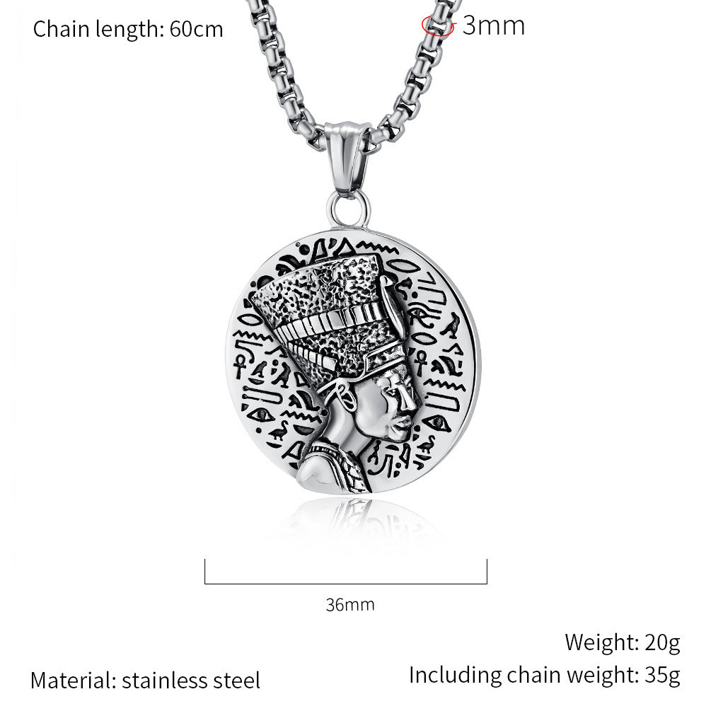Planderful Nefertiti Titanium Steel Necklace Durable Retro Symbol For Egyptian History Lovers Everyday Genie
