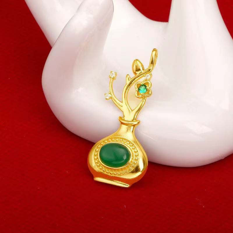 Hetian Jasper Vase Pendant — Chain Option