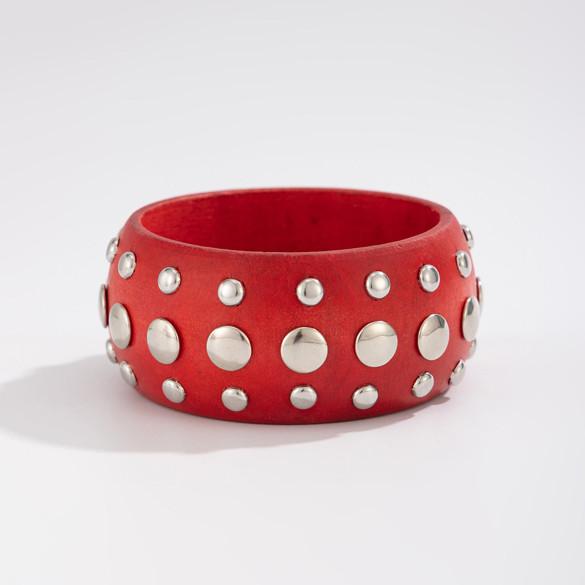 Cold And Exaggerated National Style Wooden Wide Bracelet Star Geometric Rivet Bracelet