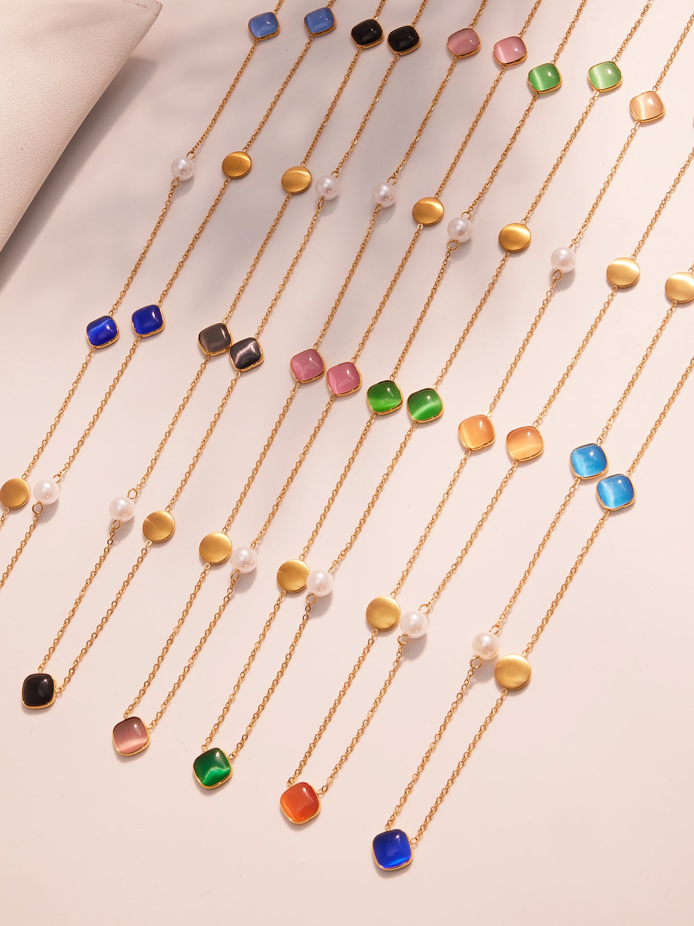 Planderful Candy Color Opal Necklace Gold Plated For Women