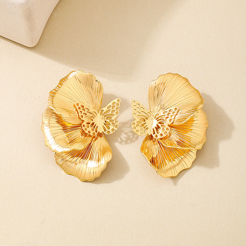 Planderful Vienna Verve Earrings – Exquisite Metal Hollow Butterfly Design