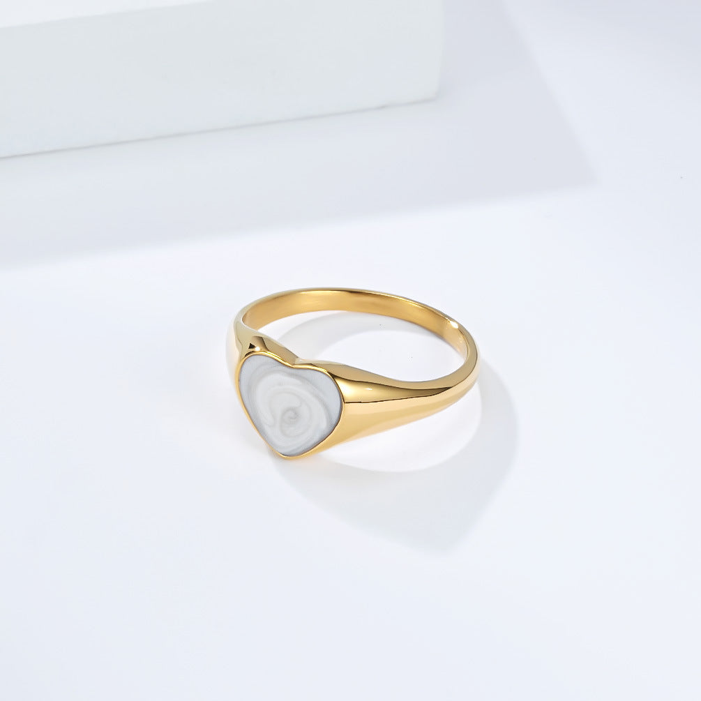 Stainless Steel Pearl Heart Tail Ring for Women by Planderful Everyday Genie Fashion Statement Jewelry