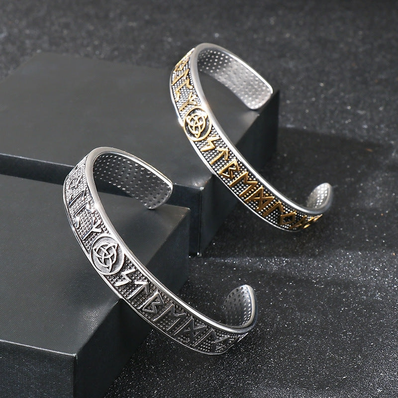 Planderful Viking Odin Rune CShaped Stainless Mens Bracelet