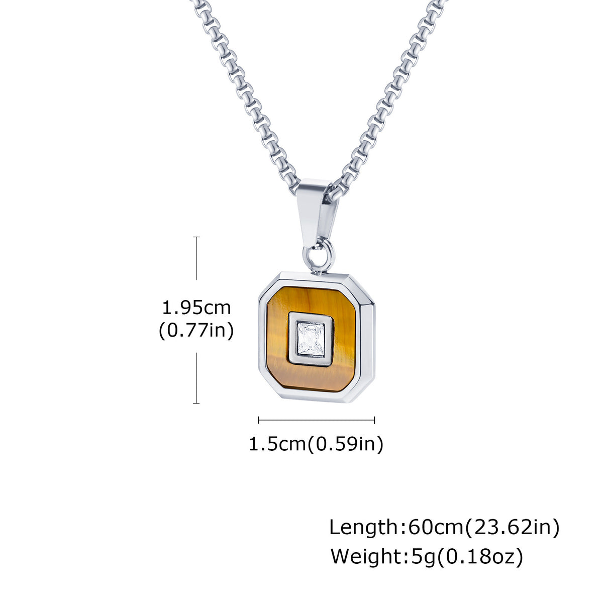 Lapis Lazuli Zircon Stainless Steel Necklace for Men