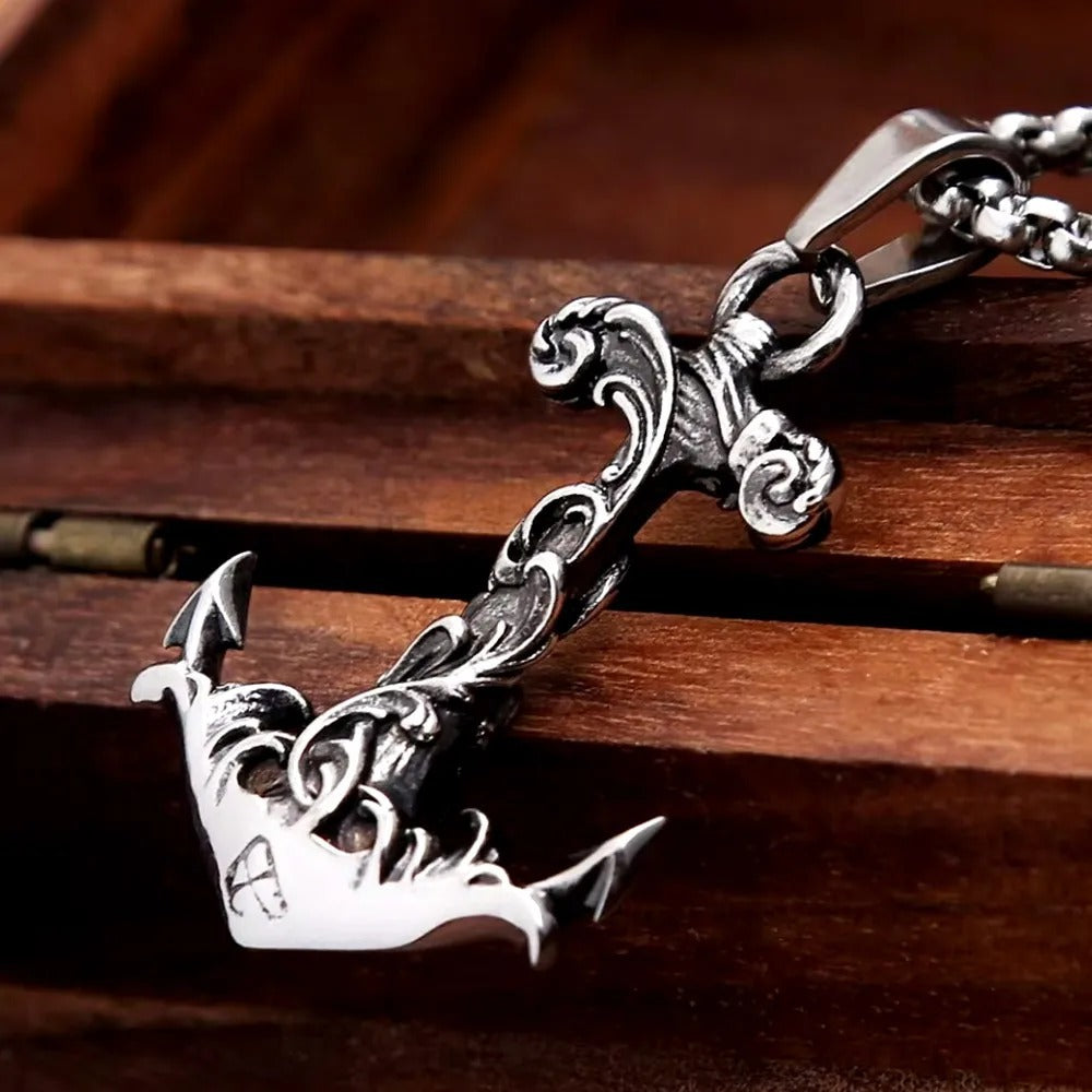 Vintage Anchor Stainless Steel Men's Pendant Necklace