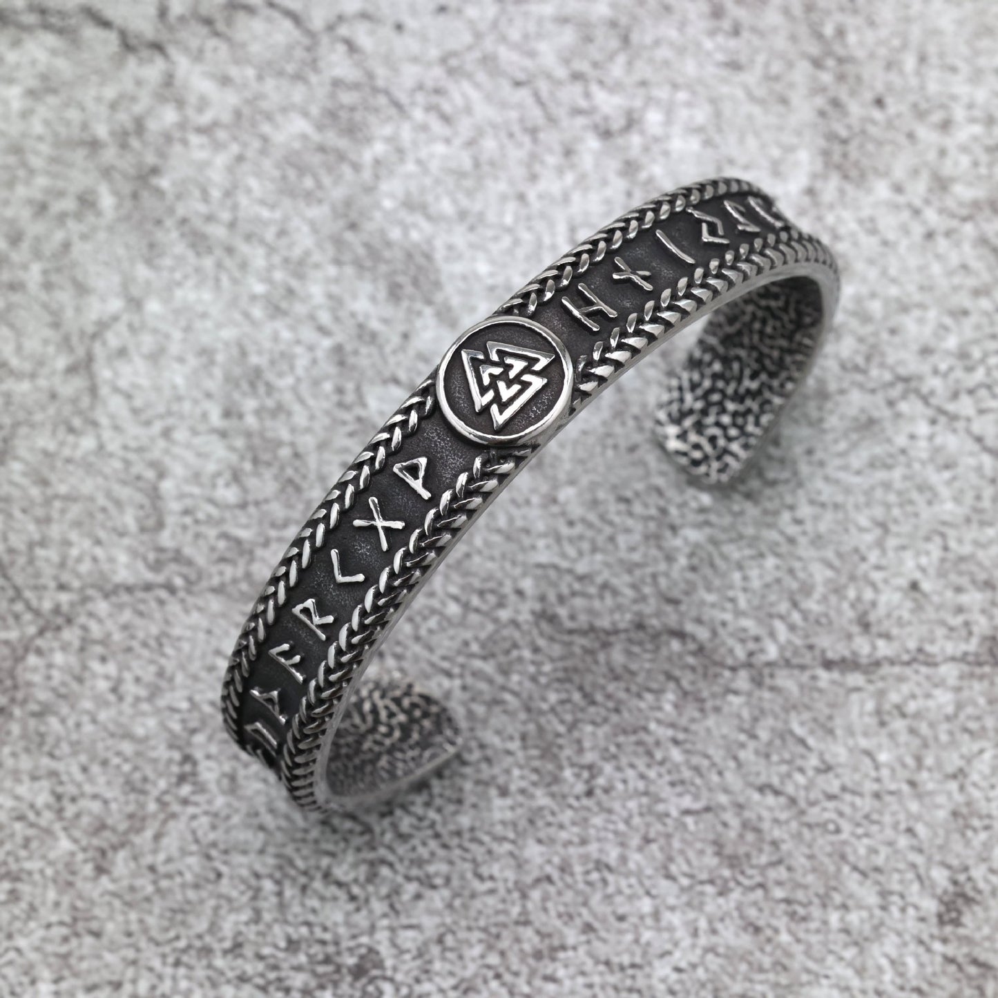 Viking Symbol Stainless Steel Bracelet Unisex C Shape Opening Retro European American Style Planderful