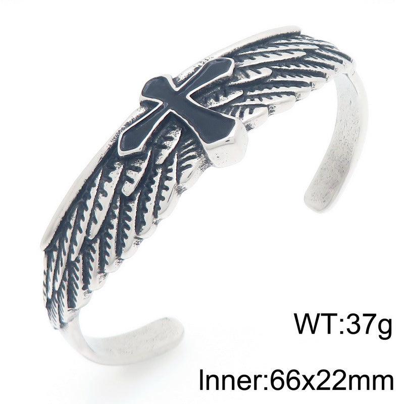 Angel Cross Bracelet – Antique Pentagram Virgin Mary Titanium Steel Men's Opening Bracelet