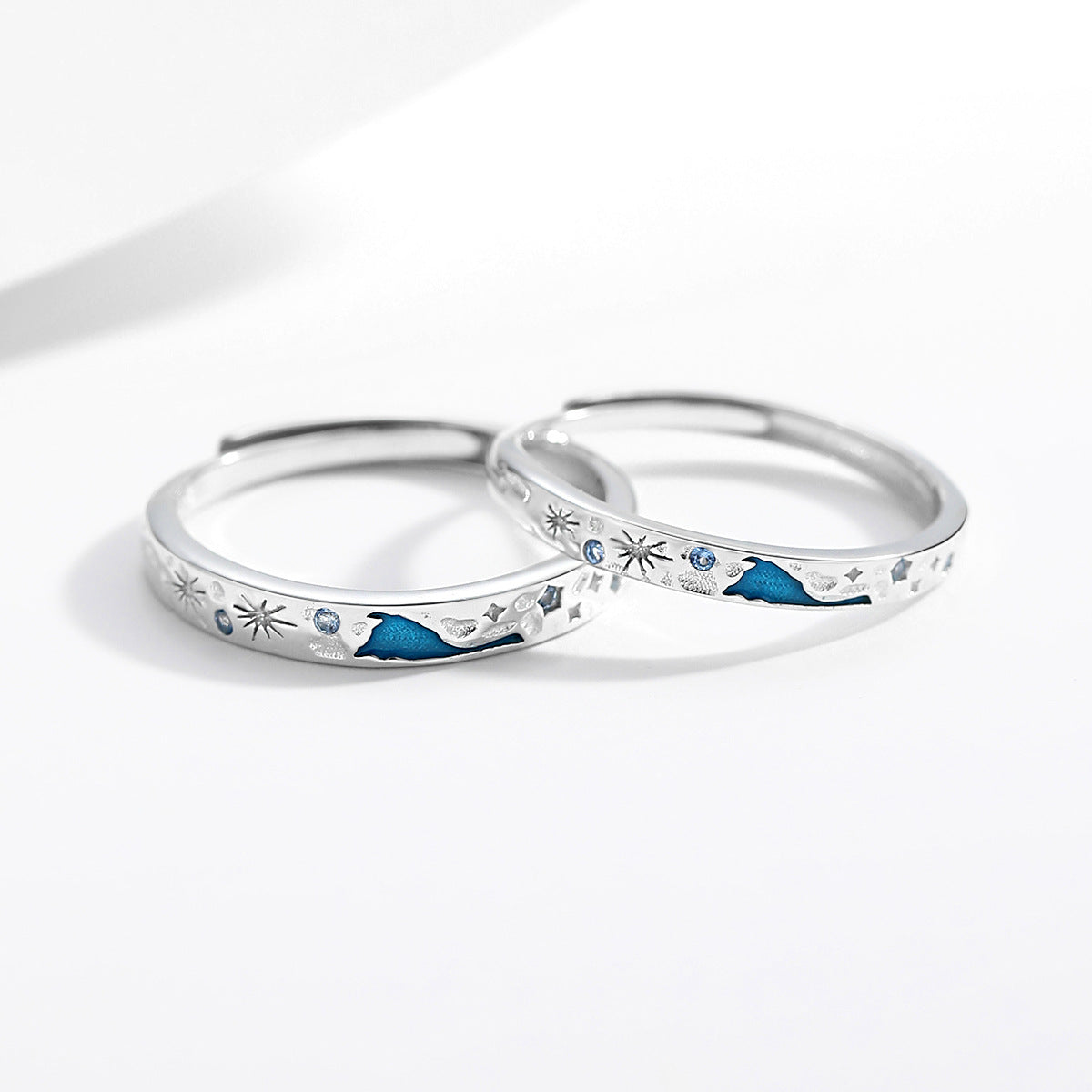 Planderful Jewelry Glow In The Dark Sterling Silver Galaxy Ring For Couples Gift For Him Or Her