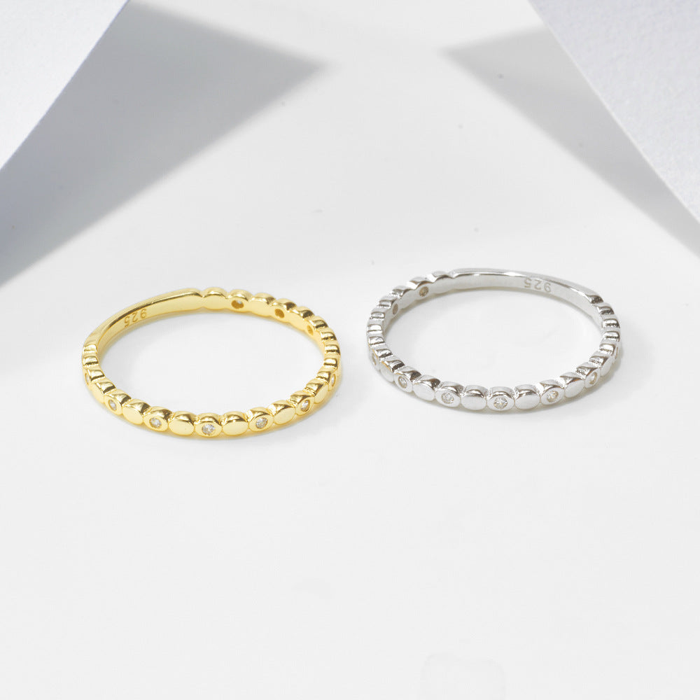 Circle Zircon Sterling Silver Ring Wind Ring