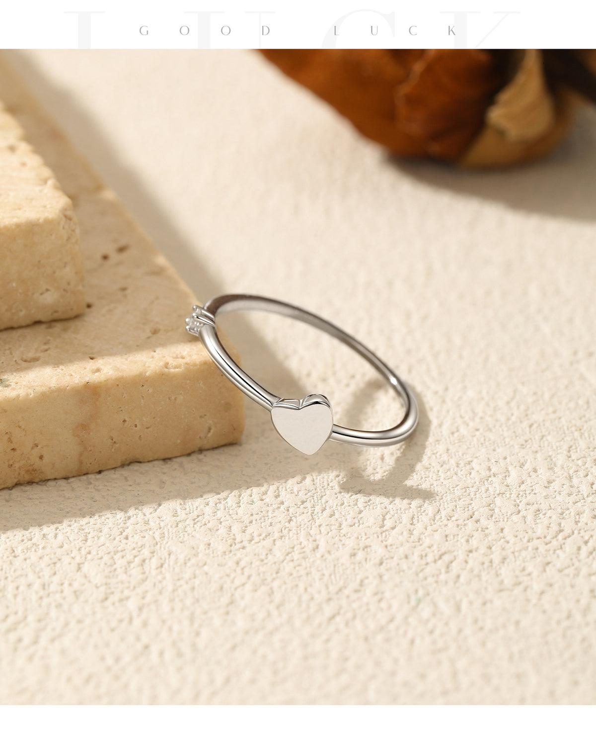 S925 Sterling Silver Heart-Detail Moissanite Ring