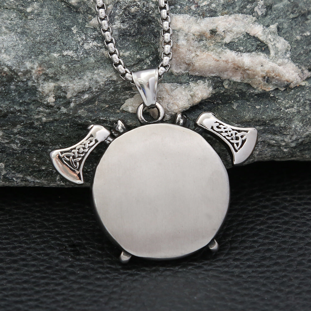 Nordic Viking Double Axe Titanium Steel Necklace Pendant Men