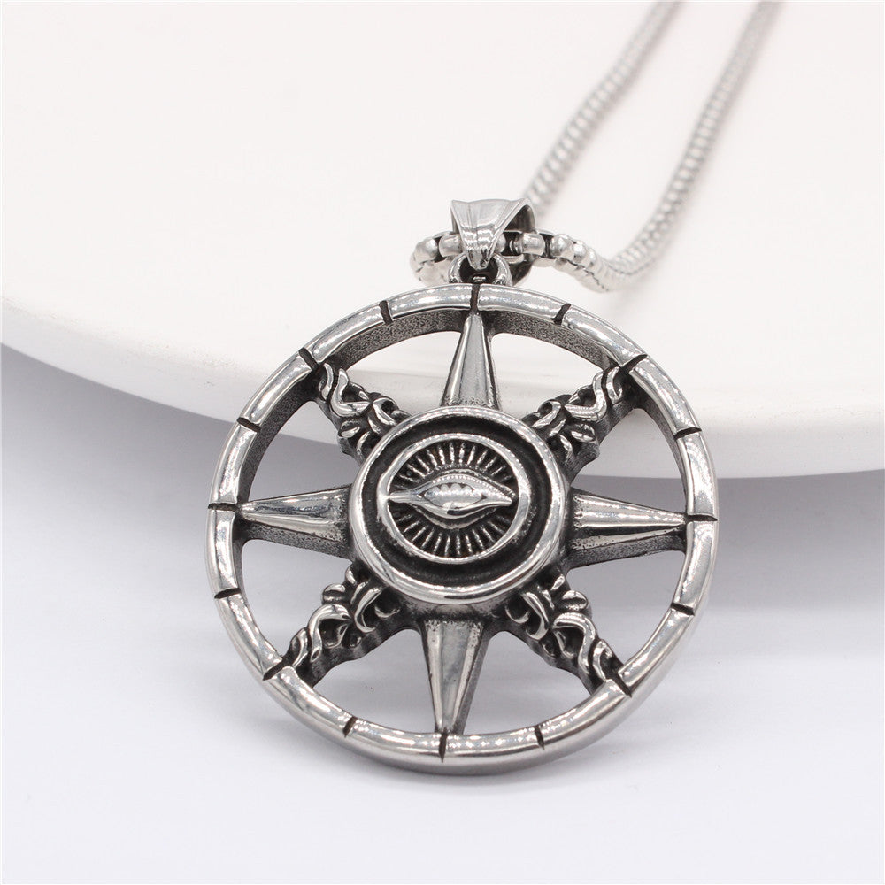 Planderful Titanium Steel Eye Pendant Unisex Durable Retro Protection Symbol Jewelry For Men And Women