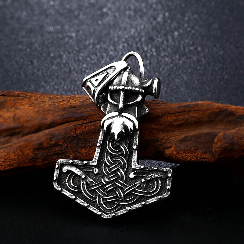 Titanium Steel Viking Thor's Hammer Pendant - European and American Men's Unique Jewelry