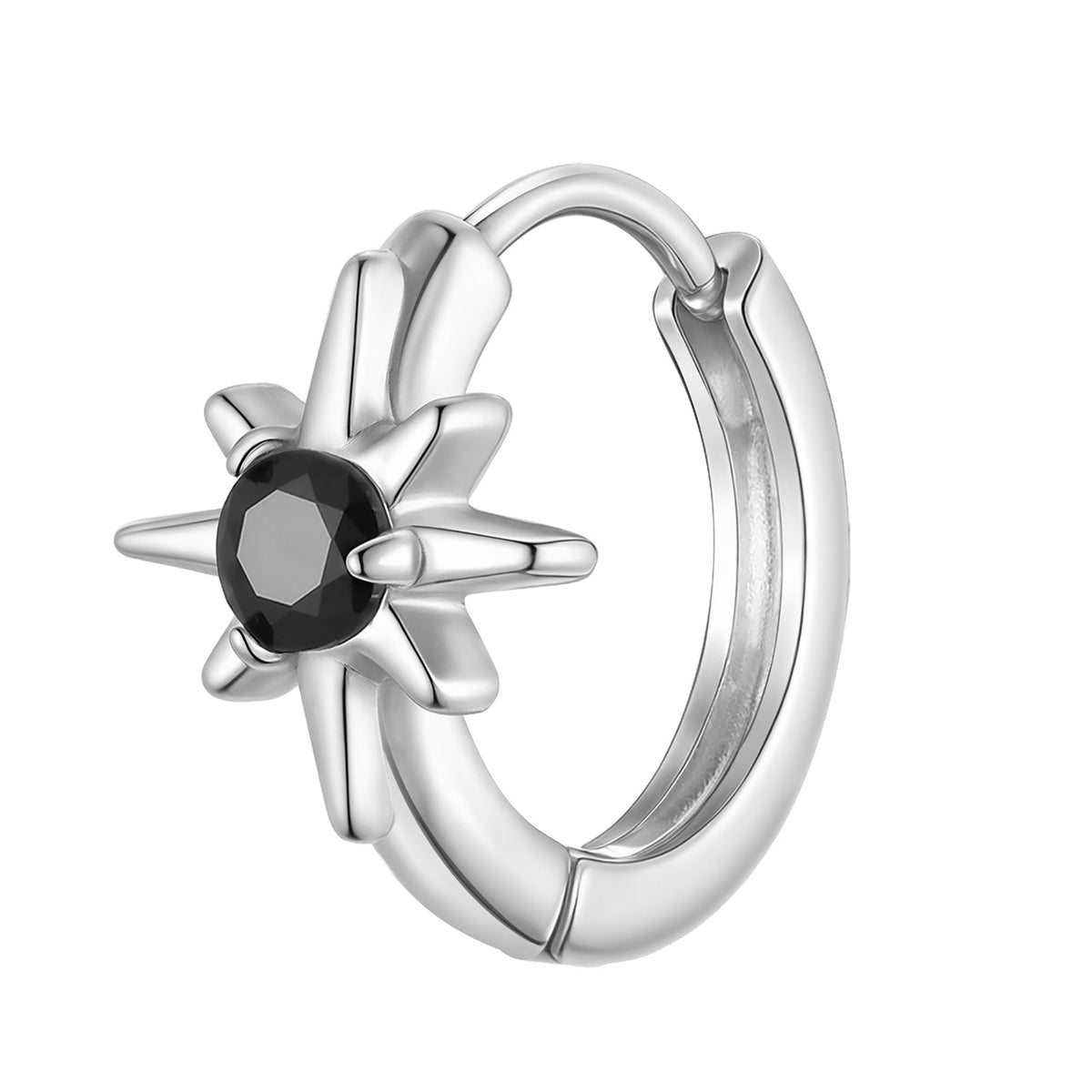 Stainless Steel Zircon Black Earrings