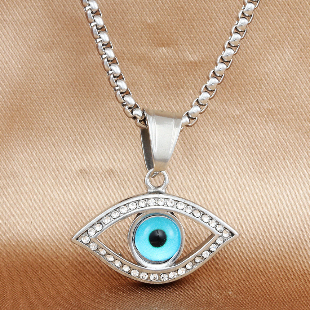European And American Stainless Steel Eye Pendant Necklace